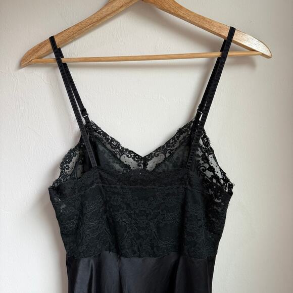 Fischer Vintage Slip Dress Black Nylon Silk Blend Lace Trim Lingerie Size 32 - Picture 5 of 13